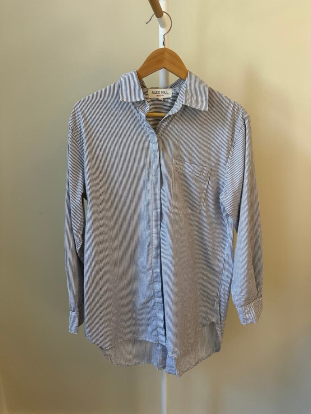 Alex Mill Cotton Stripe Button-Back Shirt, Size 41